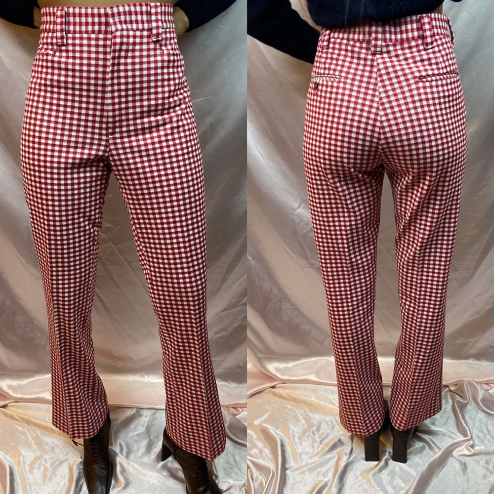 SOLD Vintage Red Gingham High Waisted Pants Sz M/L